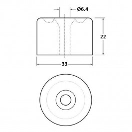 Cylindrical Bumper 33D x 22H  Technical Drawing