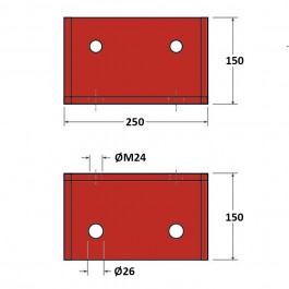 Dock Bumper Angle Bracket Red 250L x 150W x 150H at Polymax