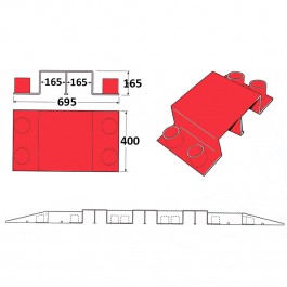 Heavy Duty Cable Cover Bridge Red 370L x 400W x 190H  at Polymax