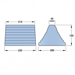 Pyramid Wheel Chock Solid 230L x 150W x 200H  Technical Drawing