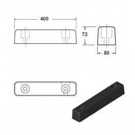 Rectangular Buffer 400L x 80W x 72H  at Polymax