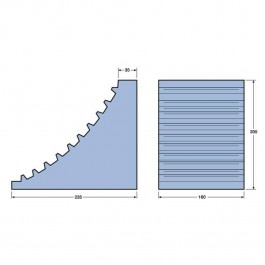 Rubber Wheel Chock Solid 235L x 205W x 160H Technical Drawing