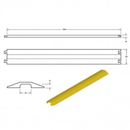 Shallow Cable Cover Yellow PU 1000L x 135W x 20H (1 Channel, 40mm x 12mm) at Polymax