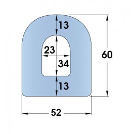 Standard Rubber D-Fender 2500L x 52W x 60H  at Polymax