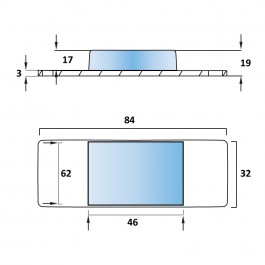 Steel Tipper Pad 84L x 32W x 19H Technical Drawing