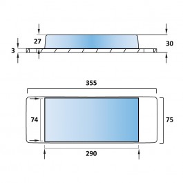 Steel Tipper Pad Coated 355L x 75W x 30H Technical Drawing