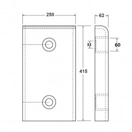 Trapezium Dock Bumper Front Plate 2 Fixings Steel 415L x 215W x 62H at Polymax