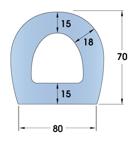 Standard Rubber D-Fender 2440L x 80W x 70H 