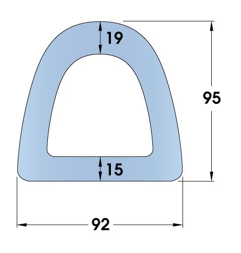 Standard Rubber D-Fender 2440L x 92W x 95H 