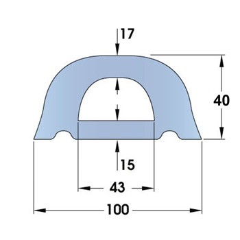 Standard Rubber D-Fender 3000L x 100W x 40H 