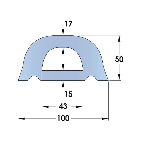 Standard Rubber D-Fender 3000L x 100W x 50H 