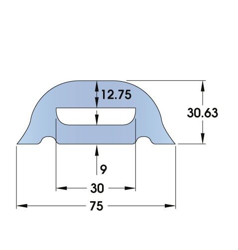 Standard Rubber D-Fender 3000L x 75W x 30H 